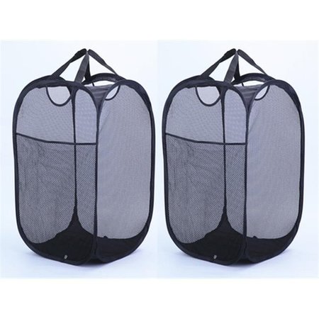 HOMEPAGE Mesh Pop Up Laundry Basket with Side Pocket; Black HO1258975